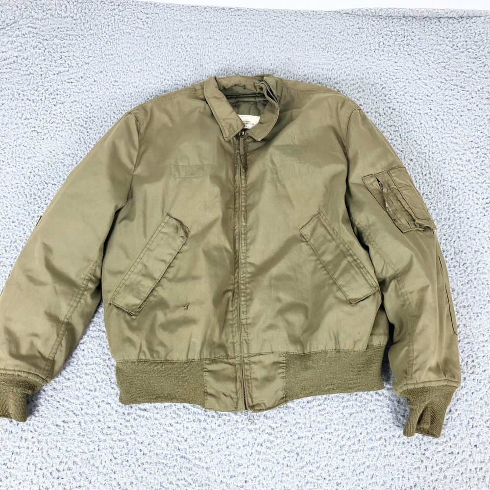 Vintage US Military Jacket Mens Large Long Green Cold Weather High Tempature